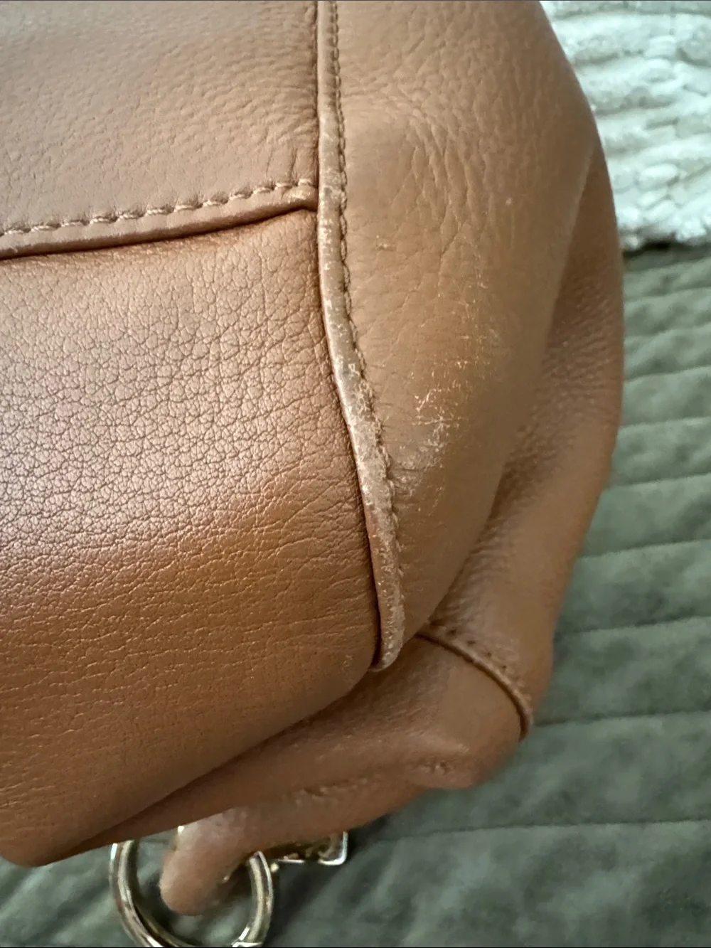 Michael Kors Cognac Pebbled Leather Bag with Gold Hardware